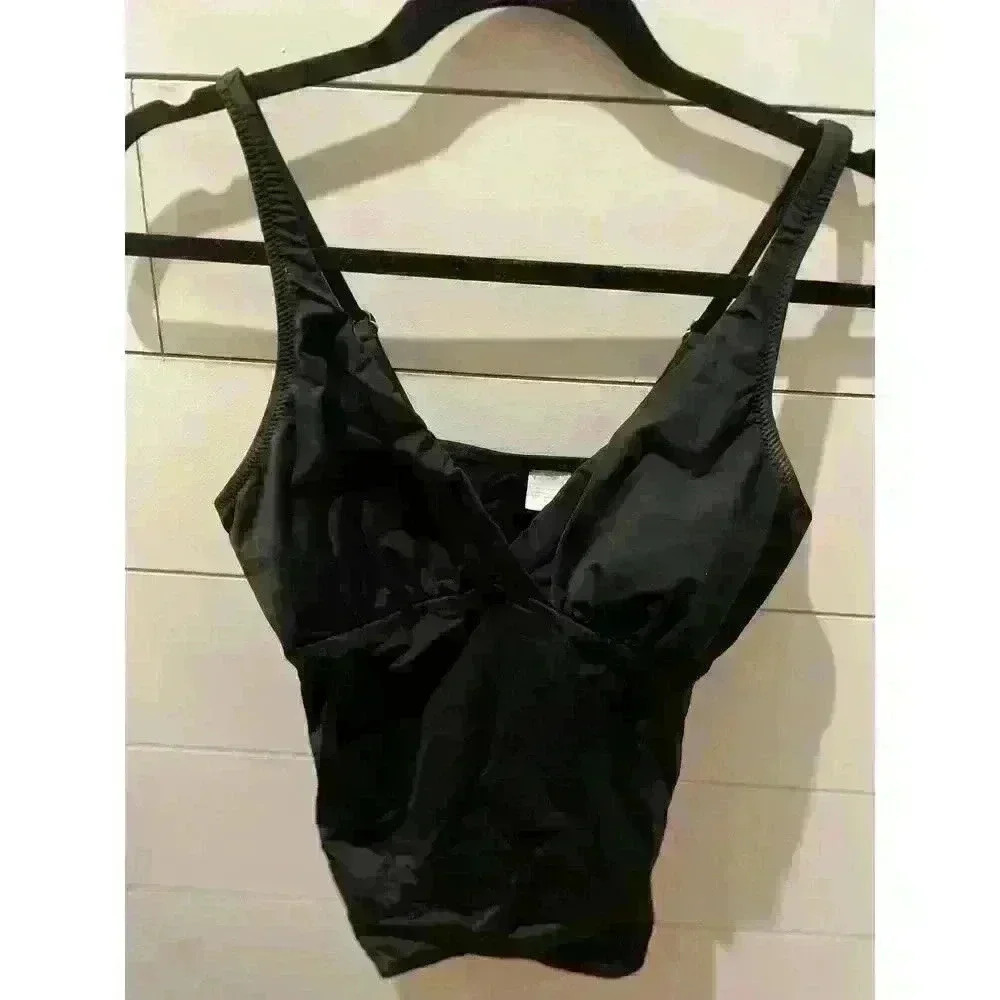 Garnet Hill Black Tankini Top, size 2
